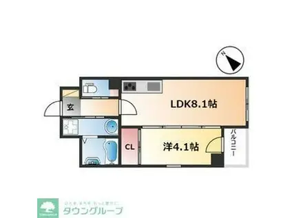 PURA VIDA 幅下(1LDK/7階)の間取り写真