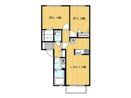 モンテベルデ II(2LDK/2階)の間取り写真