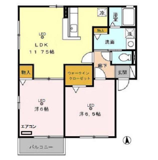 ボヌール(2LDK/2階)の間取り写真