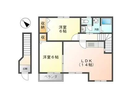 パークメゾンI(2LDK/2階)の間取り写真