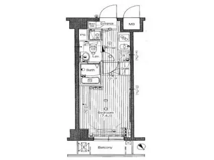 ガラグランディ大手町(1K/13階)の間取り写真