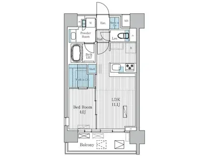 TERRA蚕糸の森(1LDK/4階)の間取り写真