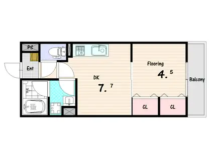 KTIレジデンス上沢II(1DK/1階)の間取り写真