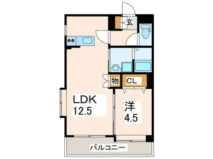 フォンス新水前寺(1LDK/2階)の間取り写真