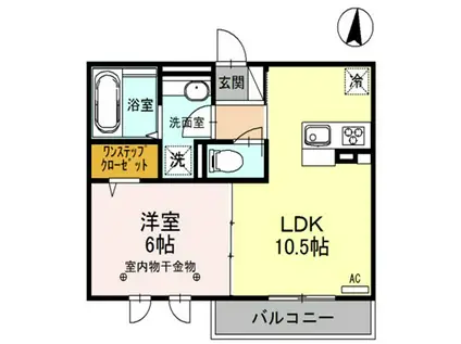 ロイジェントパークス レイクタウン III C(1LDK/2階)の間取り写真