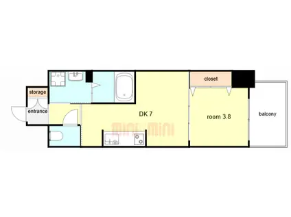 ブランシエスタ明石(1DK/7階)の間取り写真