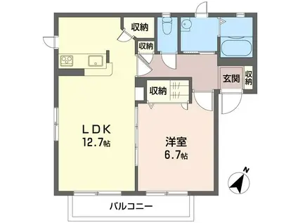 ソフィアルI番館(1LDK/2階)の間取り写真