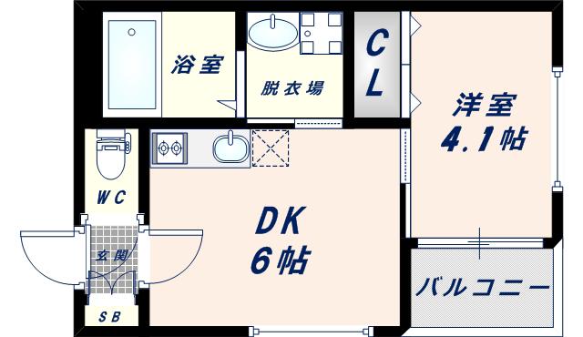 ハーモニーテラス巽南(1DK/1階)の間取り写真