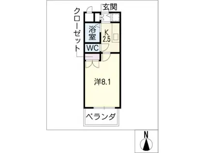 リエス伏見(1K/2階)の間取り写真