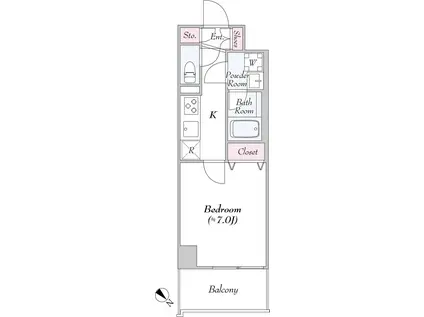 LASANTE柏(1K/8階)の間取り写真