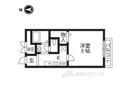 ウィン京田辺Ⅱ(1K/3階)の間取り写真