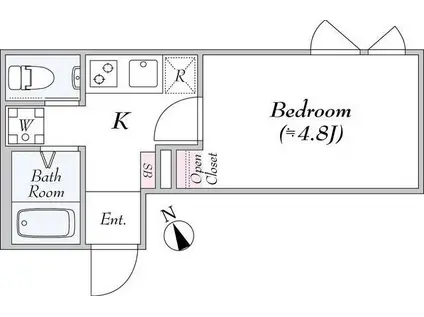 グラード堀切(1K/1階)の間取り写真