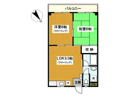 カーサー東寺尾(2LDK/2階)の間取り写真