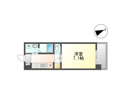 トーマス国場2(1K/3階)の間取り写真