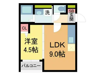 メゾンショコラW(1LDK/2階)の間取り写真