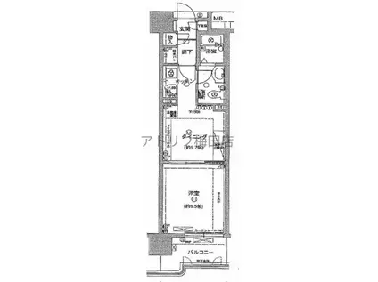 コスモグラシティ梅田東(1DK/4階)の間取り写真