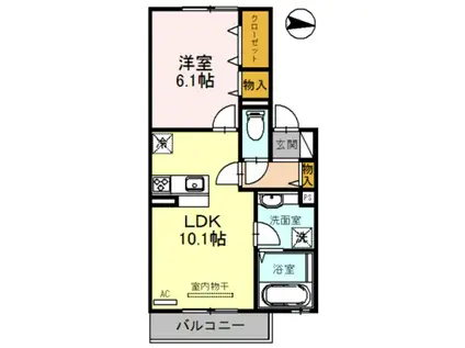 セピアコート住吉大社(1LDK/2階)の間取り写真