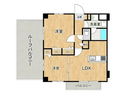 ガーデンレジデンス田川(2LDK/1階)の間取り写真