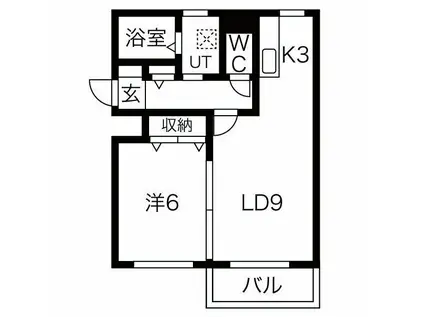 スカイハイツ伏見(1LDK/3階)の間取り写真