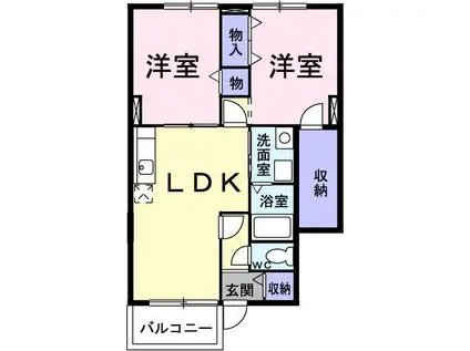 ベルフルール秋根I番館(2LDK/1階)の間取り写真