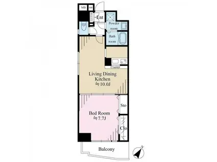 フェアネスK横浜(1LDK/4階)の間取り写真