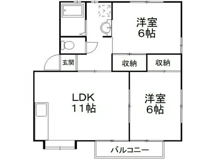 エスペランス広沢 B(2LDK/2階)の間取り写真