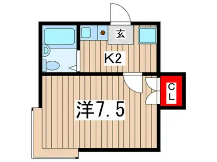ボ-ジャーディン(1K/2階)の間取り写真