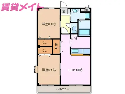 ステラ川越(2LDK/2階)の間取り写真