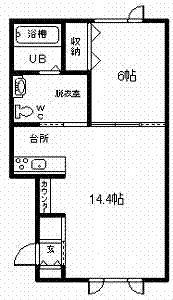 FA東光(1LDK/2階)の間取り写真