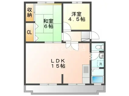 グリーンハイツ(2LDK/3階)の間取り写真