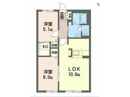 シャーメゾン グランドゥール桜木II(2LDK/1階)の間取り写真