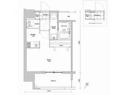 エンクレストベイ天神東III(1K/11階)の間取り写真