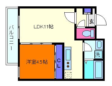 アリビラ六甲(1LDK/1階)の間取り写真