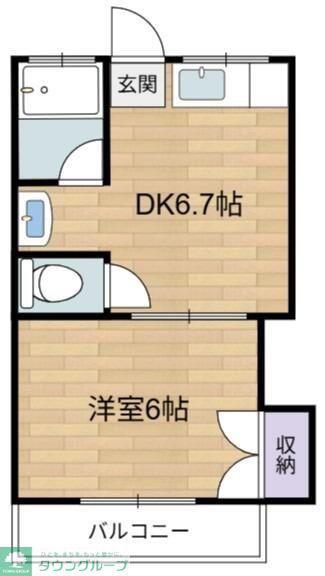 読売コーポ(1DK/2階)の間取り写真