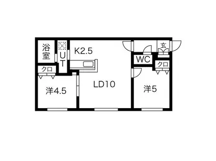 ラ・ムーン菊水(2LDK/1階)の間取り写真