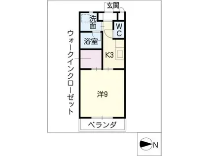 メゾン・ラ・ポール宮東(1K/1階)の間取り写真