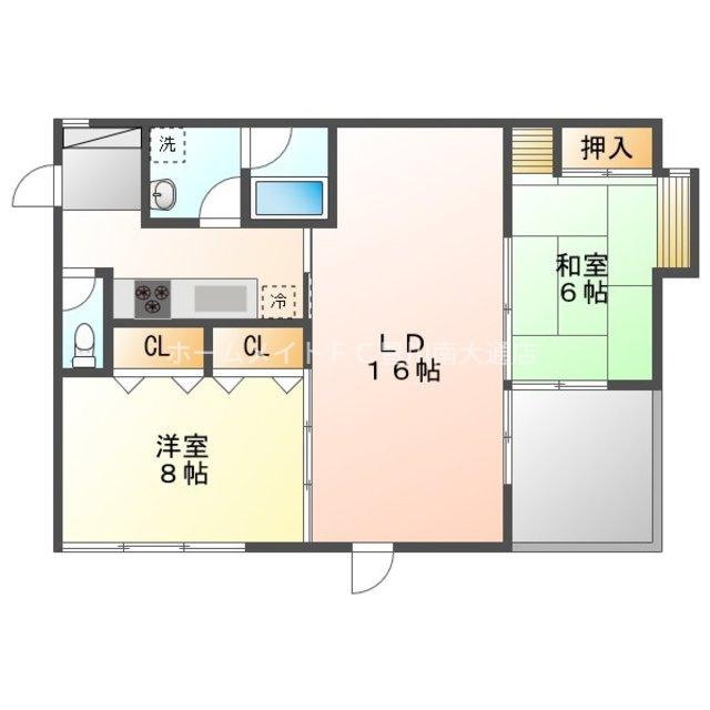 ウエスト-2(2LDK/2階)の間取り写真