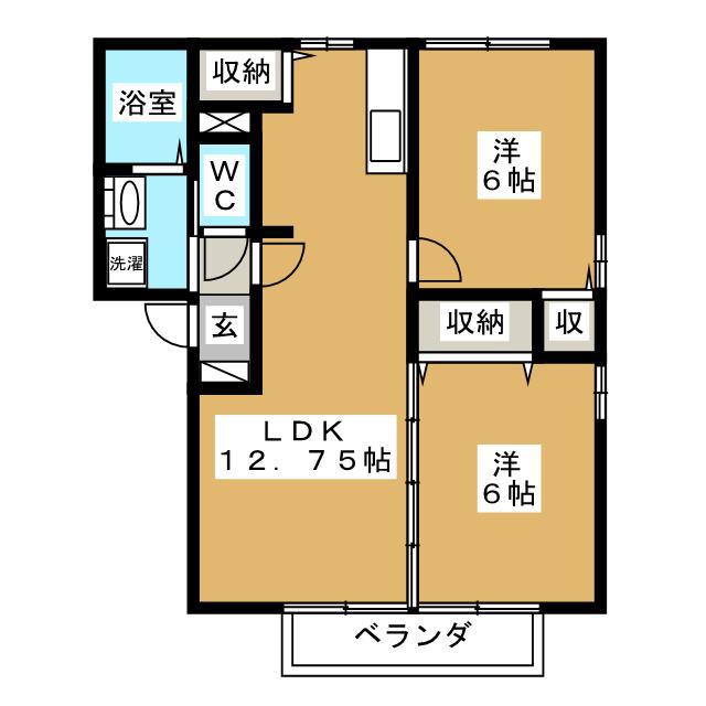 グリーンコートウエスト(2LDK/2階)の間取り写真