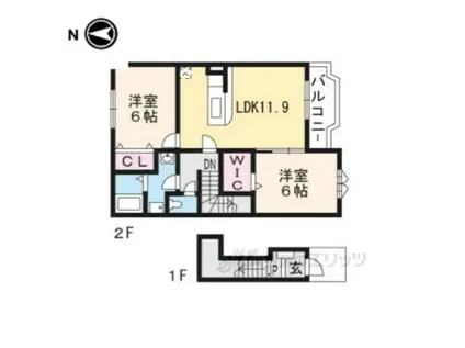 ボヌール(2LDK/2階)の間取り写真