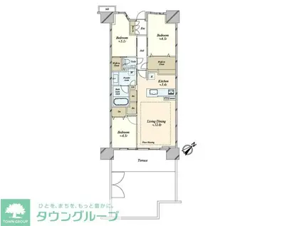 プラウド西葛西(3LDK/1階)の間取り写真