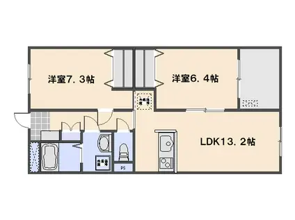 CANTATA(2LDK/2階)の間取り写真