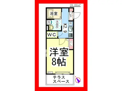 AF エスポワール・メゾン相模原(1K/1階)の間取り写真