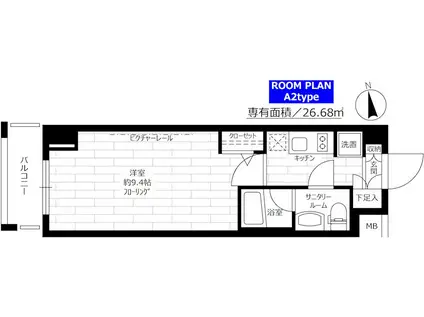 ステージファースト新御徒町(1K/5階)の間取り写真