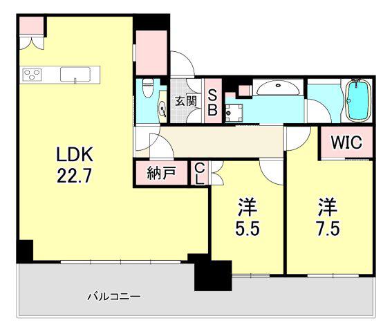 ベイシティタワーズ神戸イースト(2LDK/25階)の間取り写真