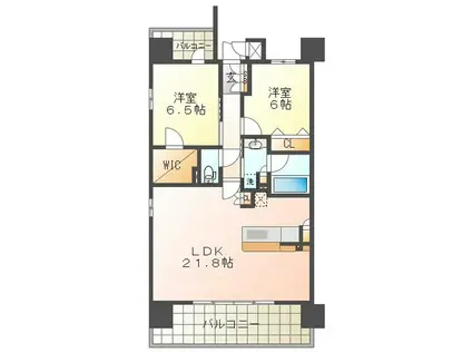 プレサンスロジェ四日市西浦(2LDK/6階)の間取り写真