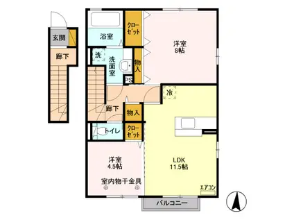 ラポールK(2LDK/2階)の間取り写真