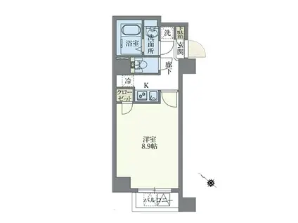 グランパセオ新宿河田町(1K/3階)の間取り写真