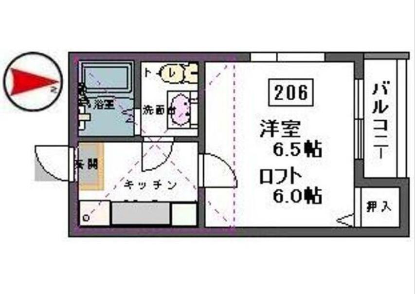 STAGE中田I(1K/2階)の間取り写真