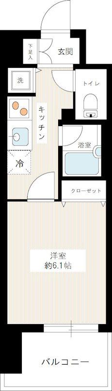グランヴァンアクアヴェル亀戸(1K/5階)の間取り写真