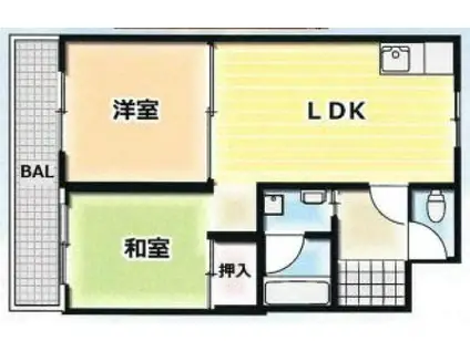 エトワールヴィルーR八尾宮町(2DK/2階)の間取り写真